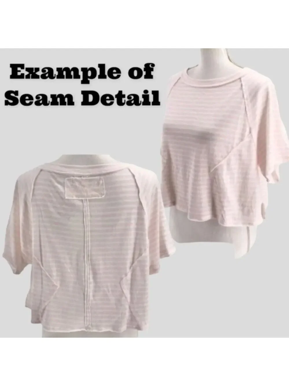 FREE PEOPLE NWT Sammie Stripe Cropped Short Raglan Sleeve Printed COTTON Tee/LG